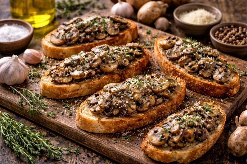 Брускетты с грибами и тимьяном: чемпионата закусок